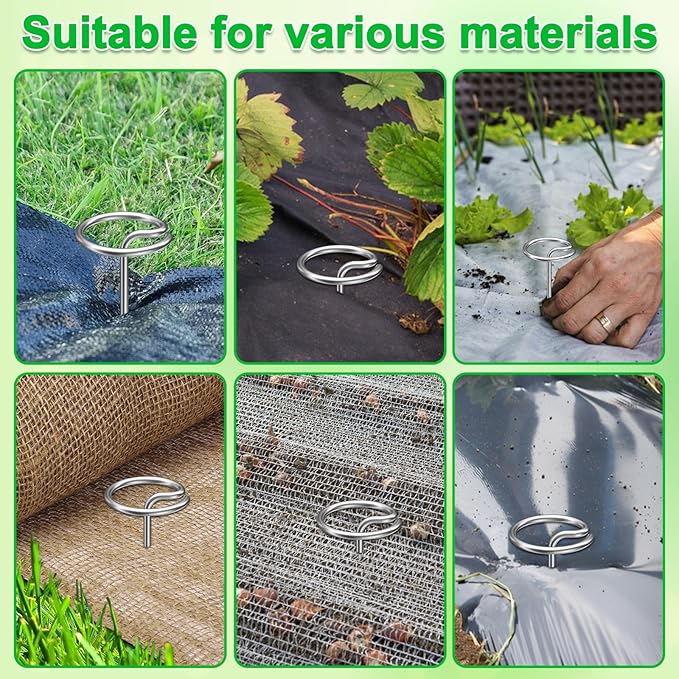 Heavy-Duty Landscape Staples – 100 Pcs 8-Inch G-Shaped Thickened Galvanized Garden Fabric Staples,Rust-Resistant Ground Cover Pins for Weed Barrier, Erosion Control & Landscaping Projects