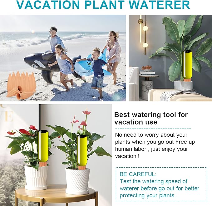 KOAMLY Plant Self-Watering Stakes 12 Pack Terracotta Plant Watering Stakes,Recycled Wine Bottle Plant Watering Spikes for Vacation