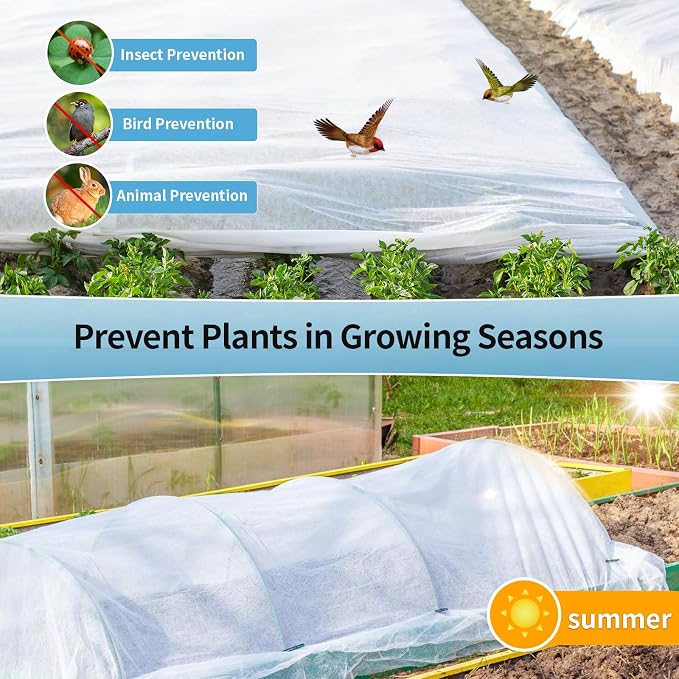 Insoma 1.1oz/yd Plant Covers Freeze Protection,6.9 X 16.8 FT Floating Row Cover for Garden, Frost Plant Blanket for Winter Frost/Sun Pest Protection