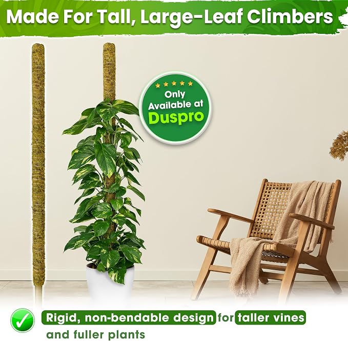 DUSPRO 59 Inches Non-Bendable Pole for Big Climbing Plants, Large Moss Pole for Monstera, Indoor Plant Stakes, Support (1pc., 59'')
