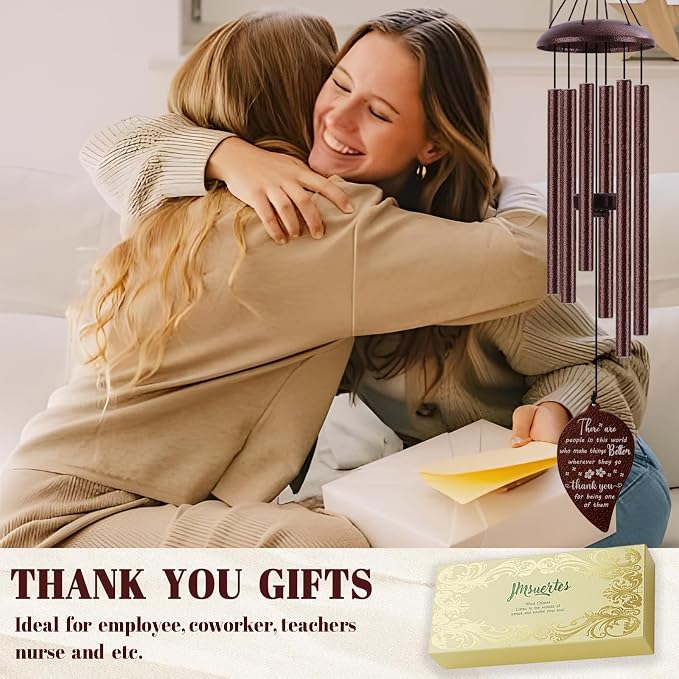 Thank You Gifts for Women Men, Thank You Wind Chimes, Appreciation Gifts for Employee Coworkers Pastor Teachers Colleague, Thanksgiving Day Hostess Gift for Family Friends, Bronze,32"