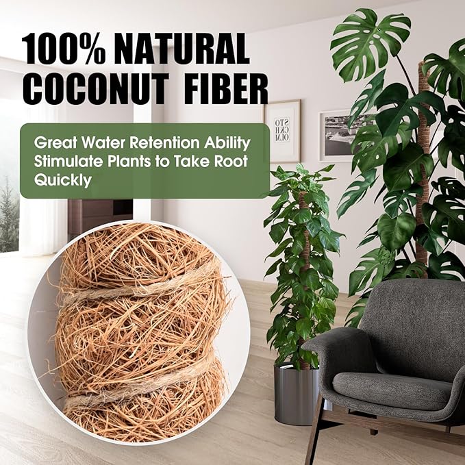 3 Pack Moss Pole, 50 Inch Moss Poles for Climbing Plants Stakes Indoor Monstera Support Tall Large Bendable Long Coco Coir DIY for Potted Plants, Pothos, Philodendron