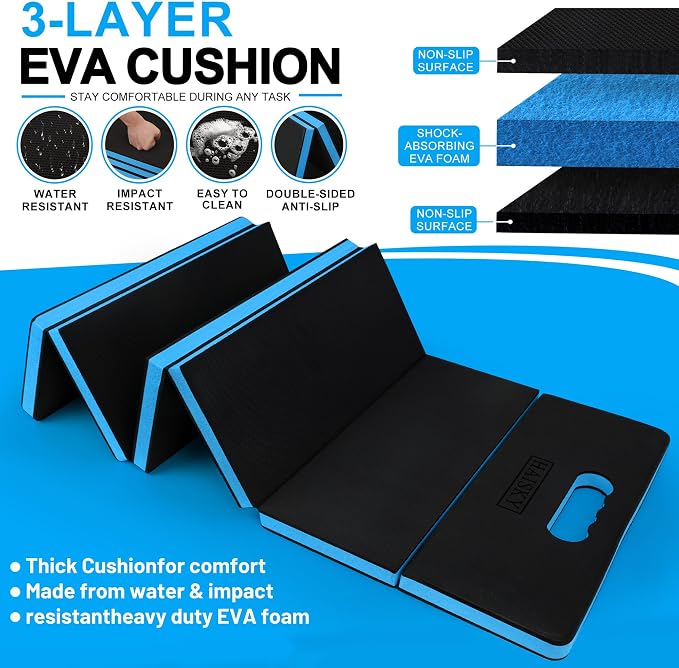 Foldable Mechanic Mat Kneeling Pad, 1.2" Extra Thick Density EVA Foam Portable 5-Fold Kneeling Mat, 47" x 18" for Working under Car, Gardening, Yardwork, Workshop Repairing, Camping