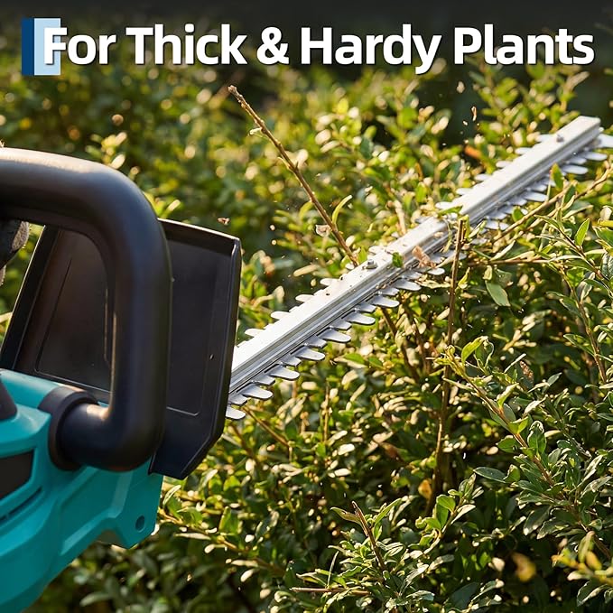 Garvee 22.4'' Hedge Trimmer Cordless Battery - Hedger Branch Grass Trimmer Shears Bush Grass Cutter Shrubbery, 2x2.0Ah Batteries Rechargeable, Brushless Motor Double-Sided Dual Action 2/3'' Blade Gap