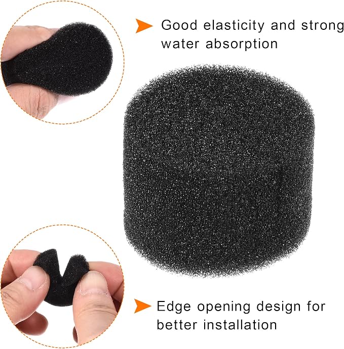 MECCANIXITY 100pcs Hydroponic Sponges, 1.57" Growing Media Cylindrical Sponges for Home Vegetable Flower Planting, Black