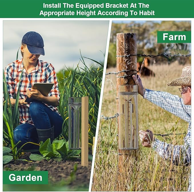 Rain Gauge Outdoor Rain Gauge Accurate to 0.01 Inches with Mounting Bracket All-Weather Rain Gauge Suitable for Farm Garden Courtyard