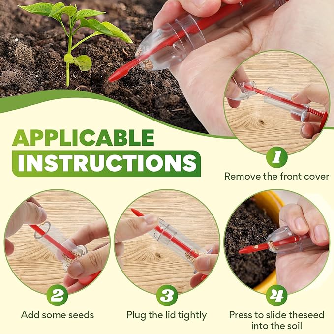 7 Pack Seed Planter Tool, Handhold Seed Dispenser, Transplanting Dibber and Small Sowing Tools for Vegetables Flowers Garden Greenhouse Farmland