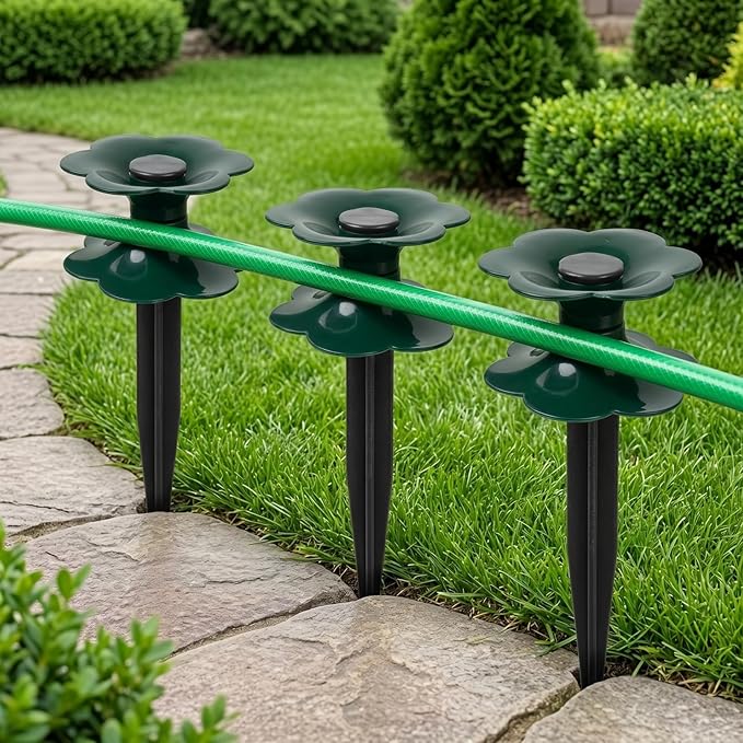 Kisangel Garden Hose Wheel with Guide Spikes 3-Pack 9.84In Watering Pipe Reel for Lawn Flower Bed Protection Directional Hose Guide for Patio Garden Irrigation