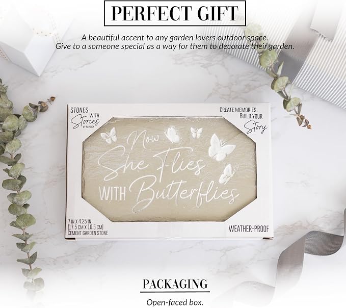 Pavilion Gift Company – Butterflies – 7” Indoor Outdoor Weatherproof Decorative Garden Stepping Stone Plaque Bereavement In Memory Memorial Loss Of Loved One