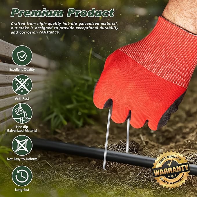 FEED GARDEN Galvanized Landscape Staples 4 Inch 100 Pack 11 Gauge Anti-Rust Garden Stakes Landscaping Fabric SOD Pins Yard Stakes for Weed Barrier Fabric, JC-DD-4IN