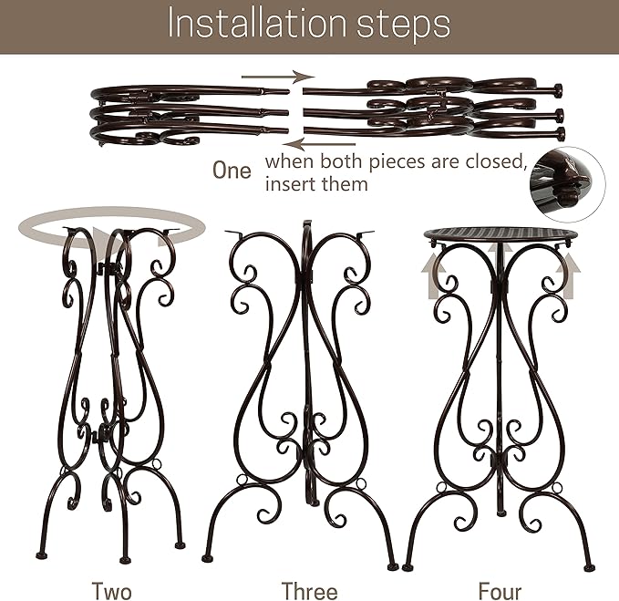 NAKUPE 2 Pack Plant Stands Indoor Outdoor, Metal Flower Pot Holder 22.5 inch Tall, Heavy Duty Pedestal Plants Stand for Patio Garden Porch Corner Balcony, Brown