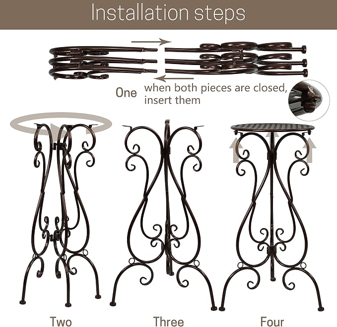 NAKUPE Metal Plant Stand Indoor Outdoor, Heavy Duty Flower Pot Stands 22.5 Inch Tall, Single Plants Pedestal Table for Planter Patio Farmhouse Garden Porch, Brown(1 Pack)