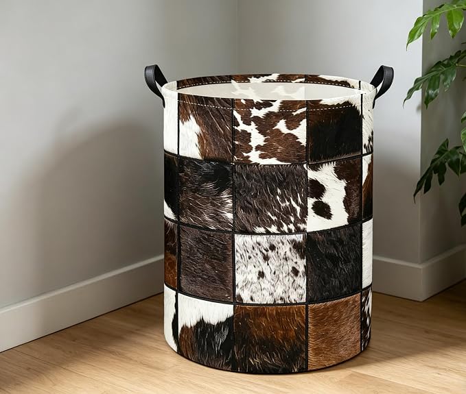 Baby Laundry Basket Kids Hamper Toy Storage Bin for Boys Room Decor Baby Nursery Hamper Gift Baskets for Bedroom Bathroom(Cows Print)