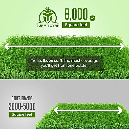 Turf Titan Lawn Advancer Fast-Acting Liquid Lawn Fertilizer (32 oz) with Hose End Sprayer – Quick Green Lawn Booster for Heat and Stress – Nutrient-Rich Formula for Strong Turf – Covers 6,000 Sq Ft