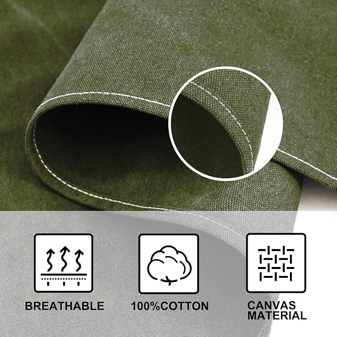 OUNLEN Chef Apron for Men Women Canvas Aprons with 3 Pockets Cross Back Resistant Work Apron for Cooking