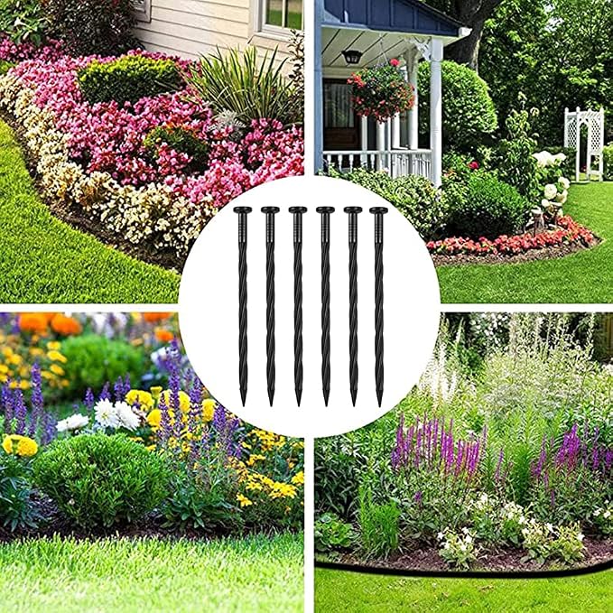 Plastic Landscape Anchoring Spikes 100 Pcs 8 Inch Nylon Spiral Landscape Spikes for Yard, Garden Lawn, Weed Barriers, Artificial Turf, Tent