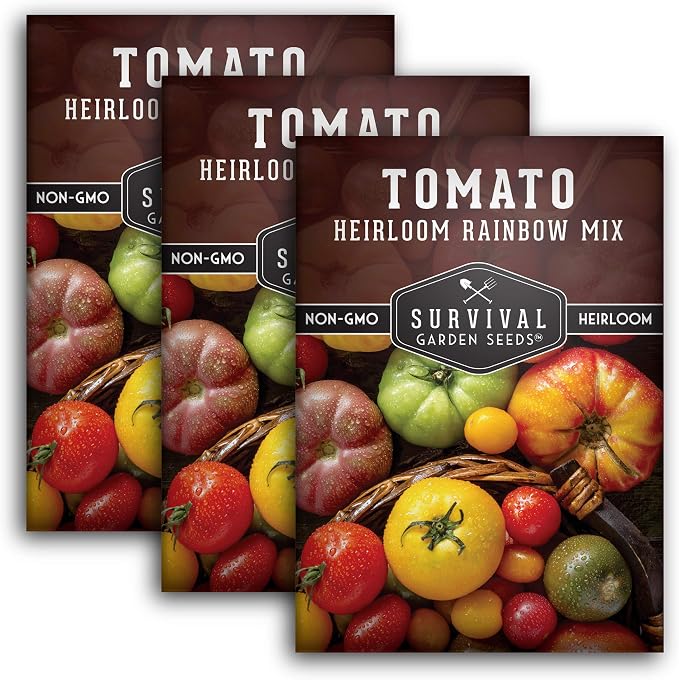 Heirloom Rainbow Mix Tomato Seeds for Planting - Colorful Heirloom Varieties Seed Blend, High Yield Garden Tomatoes, Non-GMO Open Pollinated - Survival Garden Seeds (3 Pack)