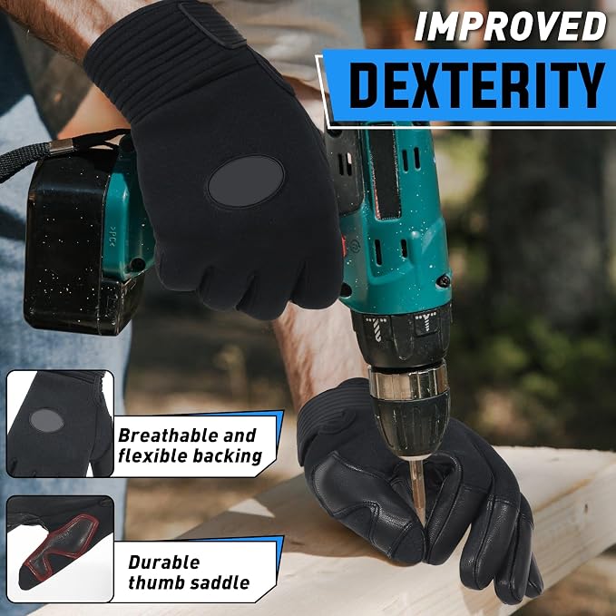 HANDLANDY Work Gloves for Men & Women, Utility Mechanic Working Gloves Touch Screen, Flexible Gardening Gloves for Yard