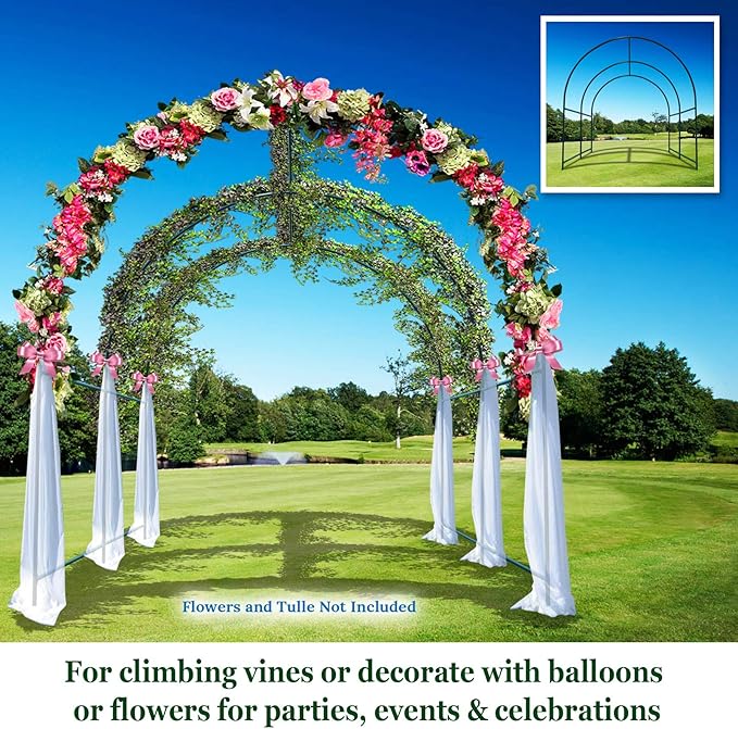 Multi-Size Large Garden Support Arch Frame Climbing Plant Arch Arbor for Flowers/Fruits/Vegetables (6.5ft x 7ft x 7.2ft)