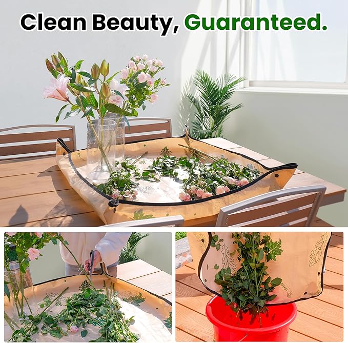 2PCS 5x5FT Extra Large Repotting Mat for Indoor Plants, Heavy Duty Thickened Gardening Mat, Waterproof Plant Transplanting Potting Tray Foldable