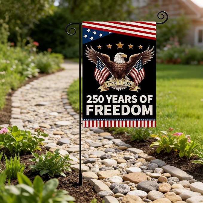 250 Anniversary Usa Garden Flags for Outside, 250 Anniversary USA Flag with Eagle Design, Patriotic 4th of July Decorations 1776-2026 Yard Sign Double-Sided Waterproof Flag 12x18 Inch 250 Year American Flag