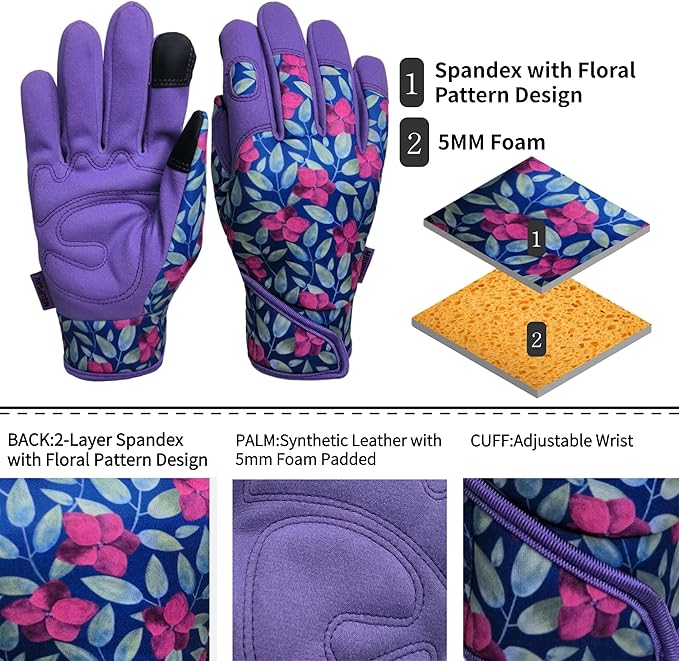 Gardening Gloves,Women Yard Work Garden Glove,Gifts | Thorn Proof,Puncture Resistant,Touchscreen,Gift,Leather,Spandex