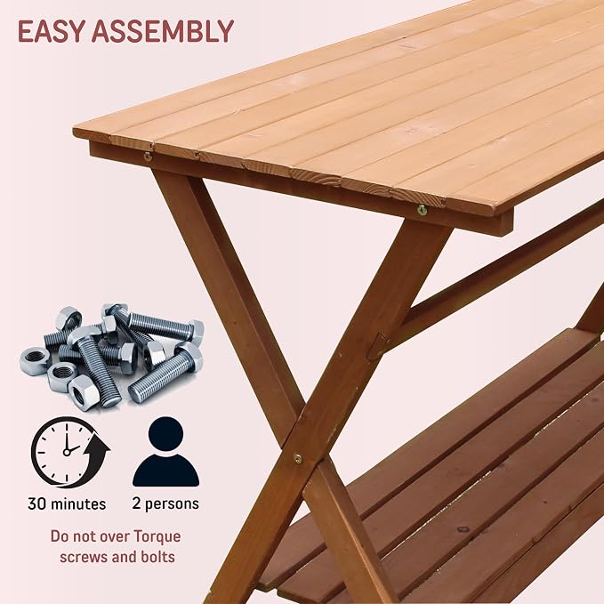 Northbeam Outdoor Potting Bench for Gardening – Cunningham Cedar Outdoor Potting Bench with Storage Shelf – Durable Garden Table for Outdoor Plants – All Weatherproof Potting Table, Easy Assembly