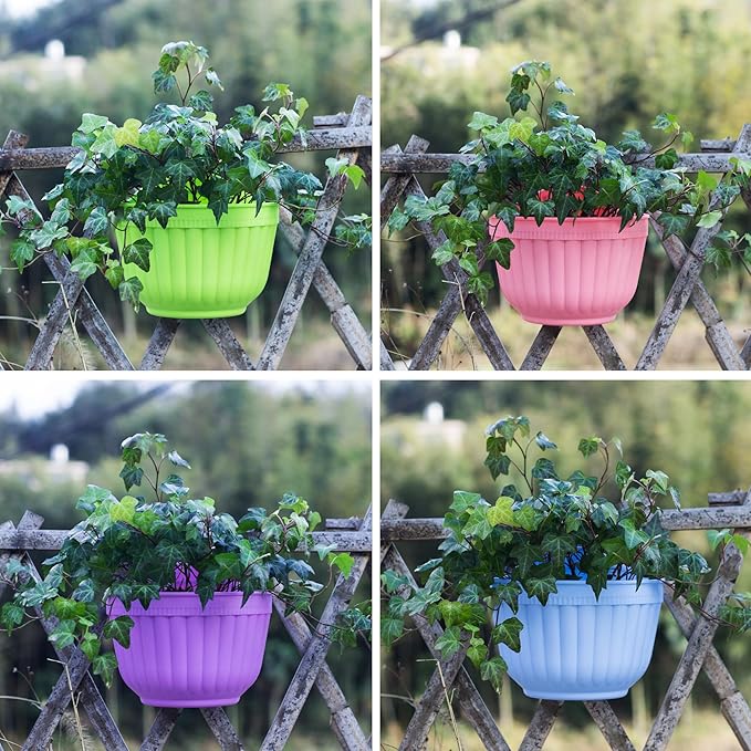 8 Pcs Colorful Resin Wall Hanging Planter Pot Vertical Garden Living Wall Mount Window Hang Indoor Outdoor Plant Flower Basket for Kitchen Herb Balcony Railing Shelf Fence Bedroom Trellis Decor Modern