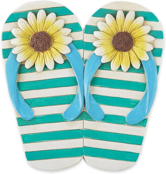 DII Cement Stepping Stone Collection Decorative Colorful, 9x9.5, Sunflower Stripe Flip Flops