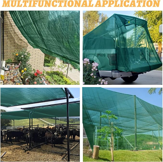 Cool Area 40% 8x20ft Sunblock Shade Cloth Cover Mesh UV Resistant Net for Garden Flower Plant Greenhouse, Dark Green