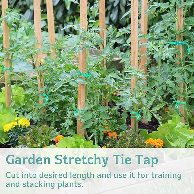 6 Rolls Stretch Tie Tape (147.6 Feet/Roll), Atarvana 0.5 Inch Garden Tie Tape (885.6 Feet in Total) Thick Plant Ribbon Stretchy Soft Vinyl Tape Garden Green Vinyl Stake for Indoor Outdoor Patio