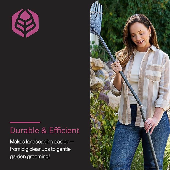 Yard Butler ILT-20 World’s Greatest Rake Garden Rake for Lawncare - Convenient Garden Cleaning Accessory - Lightweight Wooden Handle - Steel Tines - Easy to Maneuver