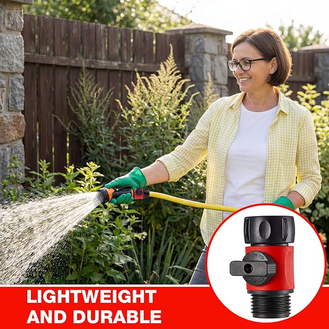 Hotop 12 Pcs Garden Hose Shut Off Valve Plastic Connect Water Hose Turn Off Valve with Anti Leak Standard 3/4 Inch Thread and Rubber Gaskets (Red)