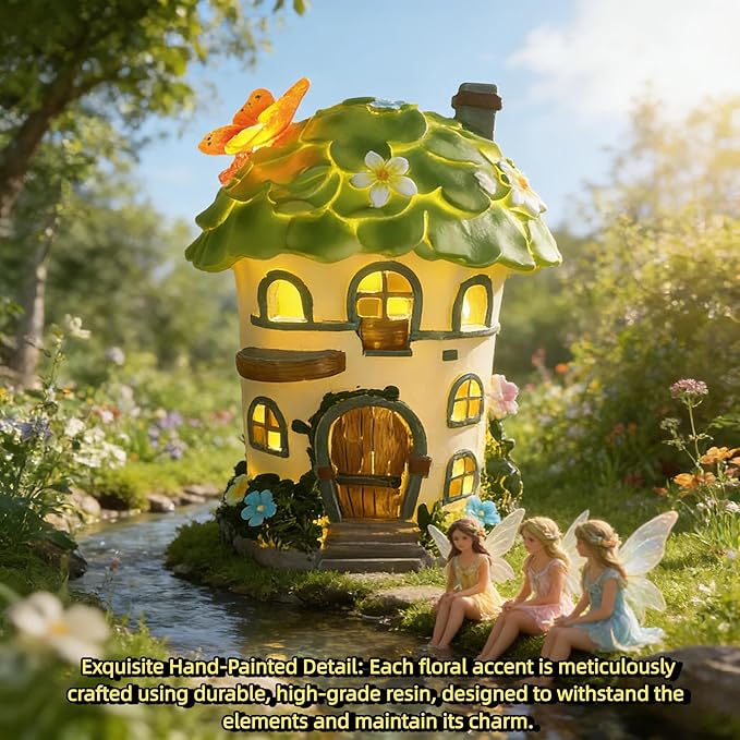 Fairy Garden Houses, Fairy Houses,Fairy Houses for Outside,Fairy Garden Houses Outdoor,Solar Fairy Garden,gnome House,Fairy Garden,Fairy Garden Accessories, for Women Gift/Teenage/Kids' Gift