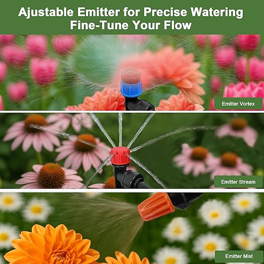 230FT Garden Drip Irrigation System, Quick-Connect Plants Watering System Kit with 1/2" & 1/4", Automatic Adjustable Nozzles & Sprinklers for Greenhouse, Raised Bed, Lawn, Flower Bed, Hanging Baskets