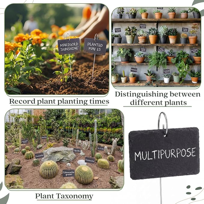Hotop 60 Pcs Silver Plant Label Hooks, 20cm Garden Label Markers Hanger Rustproof Deformed Plant Sign Stake Metal Garden Sign Hanging Rods for Flower Planter Container Accessories