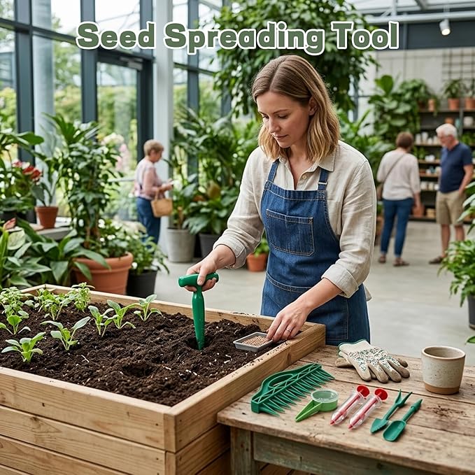 8-Piece Seed Planter Tool, Seed Dispenser Set for Precision Planting, Multi-Functional Gardening Tools for Vegetable Gardens and Landscaping, Handheld Seed Spacing Tool with Dibber and Accessories