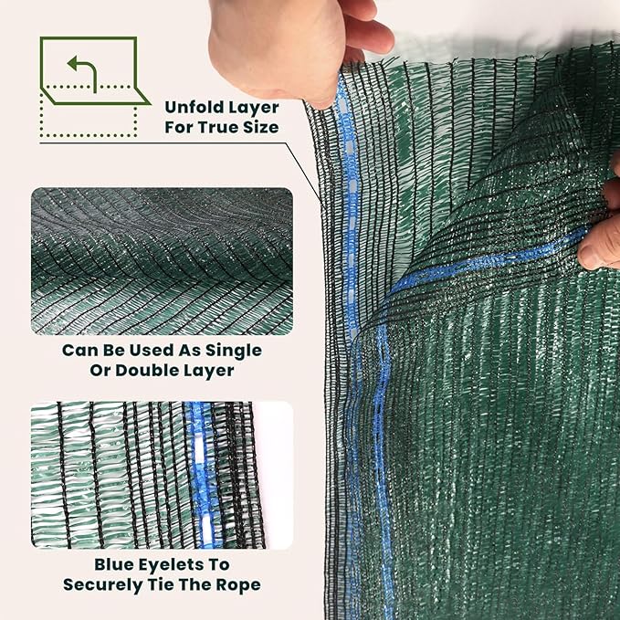[WindscreenSupplyCo] 40% 6' x 100 FT Eyelets Shade Cloth Roll Sunblock Shade UV Resistant Net for Garden Greenhouse Flower Plant Patio Kennel, Green - PS6140GRNX1