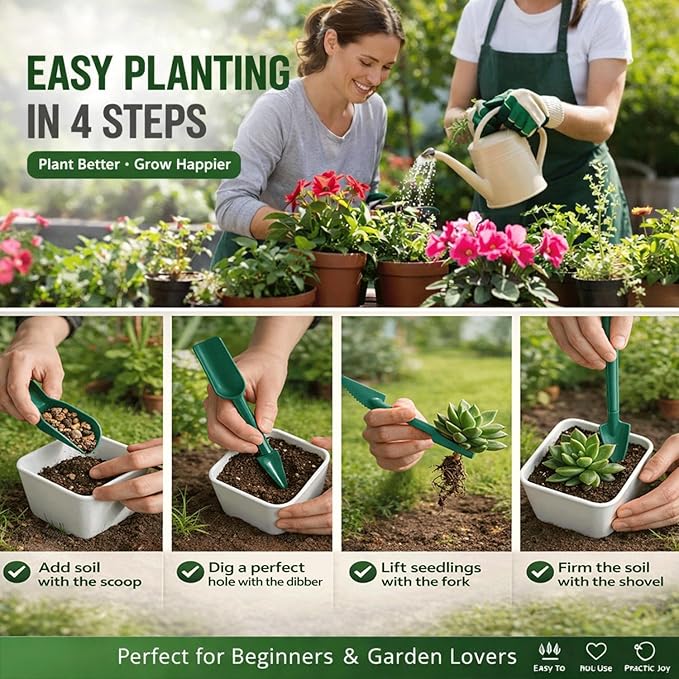 12-Hole Digger Seed Spreader,7 Piece Sowing Seeds Dispenser Set,Mini Seed Dispenser for Small Seeds, Handheld Seed Planter Tool Seed Dibber Multifunctional Spacer Gardening Tools (Green)