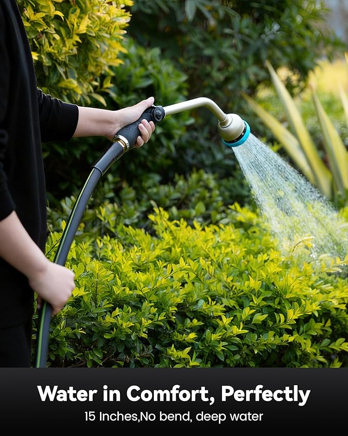 RAINPOINT Watering Wand, 16 Inch Metal Garden Hose Wand with 9 Spray Patterns, Long Hose Sprayer Nozzle For Hanging Baskets, Shrubs,Lawn (Blue)