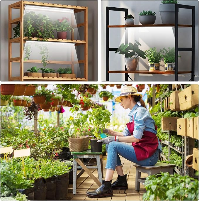 SDOVUERC Tri-Bars Grow Light Strips for Indoor Plants with Auto ON/Off Timer 6/12/18H, 5 Dimmable Levels for Shelves Plant Growing(Pack 1)