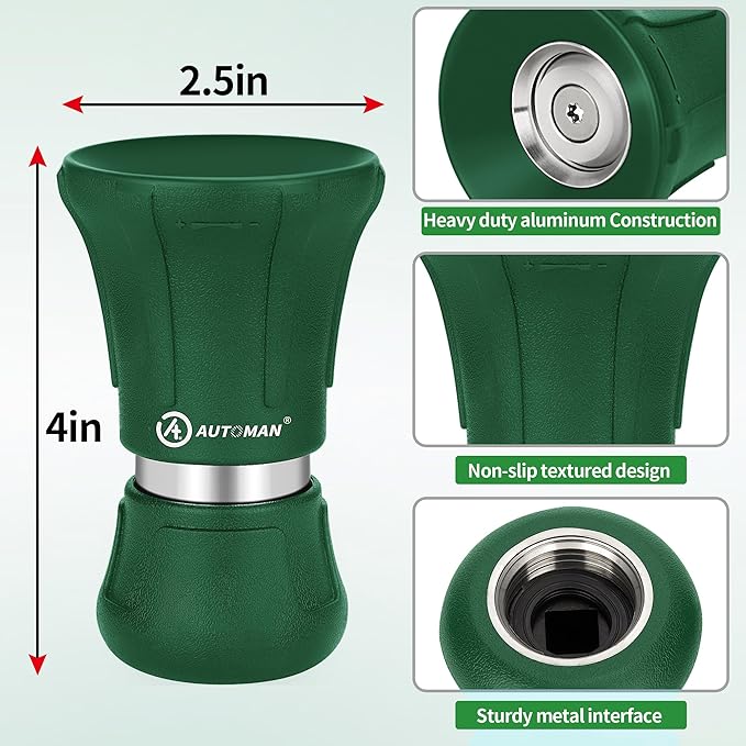AUTOMAN Garden Hose Nozzle Heavy Duty, 2 Pack Fireman Hose Nozzle, High Pressure Water Hose Sprayer Nozzle, Adjustable Spray Nozzles for Washing Car, Cleaning Ground, Watering Plants, Dark Green