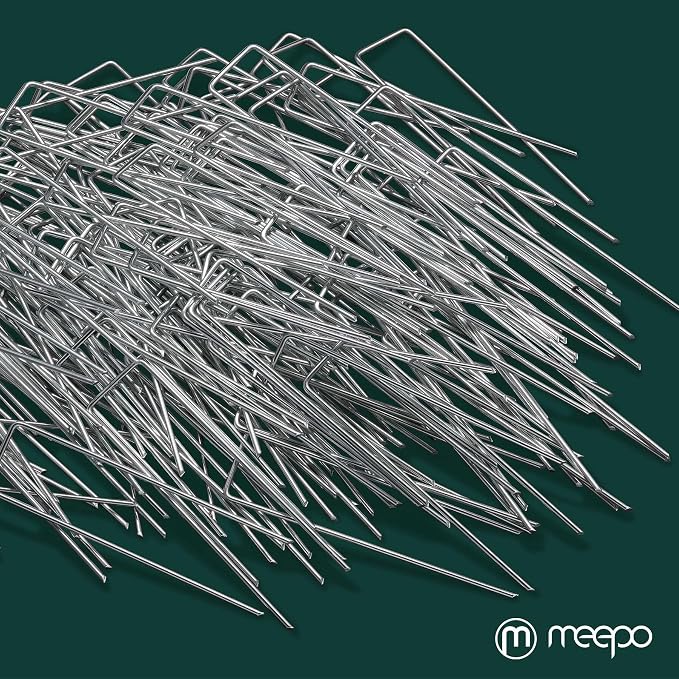 M MEEPO Garden Stakes, 280-Piece 6 Inch Never Rust Galvanized Landscape Staples, 5X Sharper Durable Stakes for Gardening, Tent, Weed Barrier, Outdoor Yard Decoration, Plant Cover
