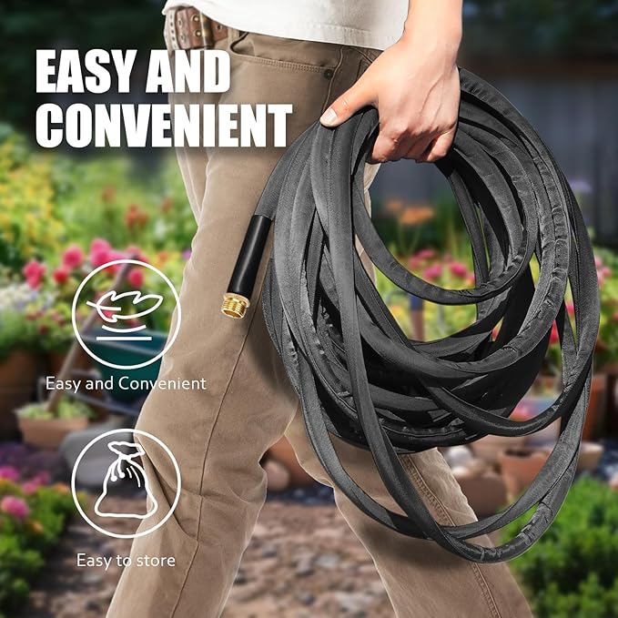 Garden Hose 25 FT, Heavy Duty Water Hose with Aluminum Fittings, Puncture Proof All-weather, Ultra-Lightweight and Flexible, Watering and Cleaning for Outdoor, Lawn