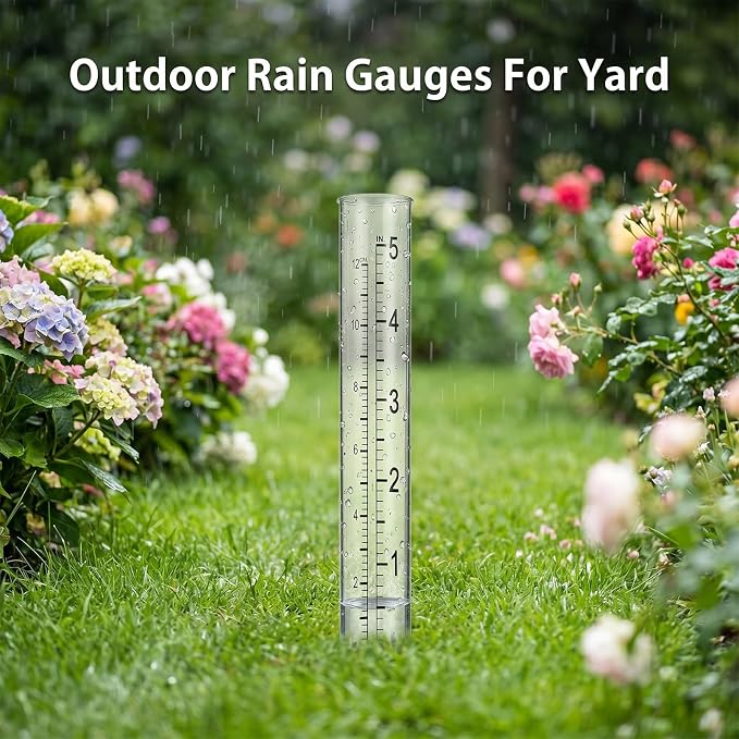4 Pcs Rain Gauge Replacement Tubes, 5 Inch/12cm Clear Plastic Rain Gauge Tube with Dual Scales for Outdoor Garden Yard Home Using, Durable and Accurate