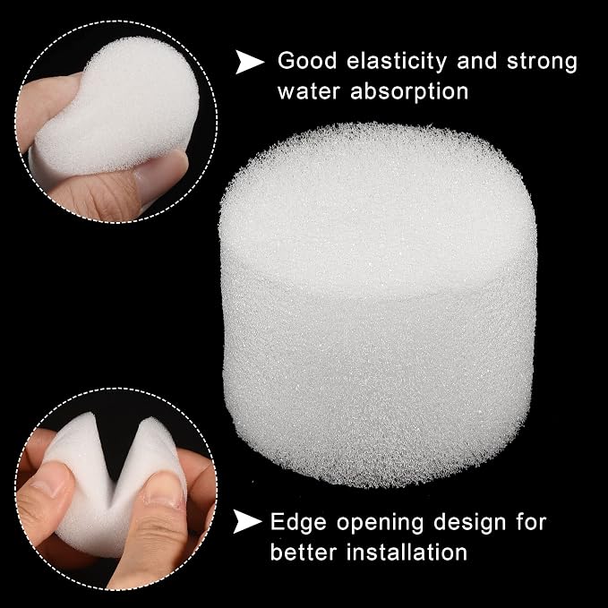 MECCANIXITY 100pcs Hydroponic Sponges, 1.57" Growing Media Cylindrical Sponges for Home Vegetable Flower Planting, White