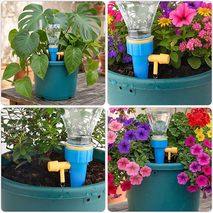22 Pack Self Watering Spikes for Plant, 11 Blue & 11 Green Automatic Plants Waterer, Insert Devices with Adjustable Valve Switch for Garden Water Planter System Indoor & Outdoor