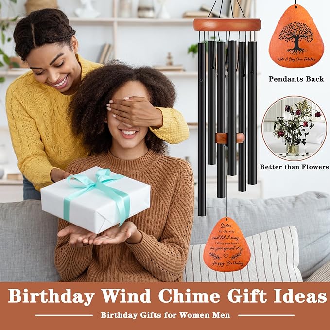 Birthday Gifts for Women Men, 32" Wind Chimes Happy Birthday Gifts Ideas for Mom Sister Friend, Windchime for Grandma Bestie Coworker Colleague