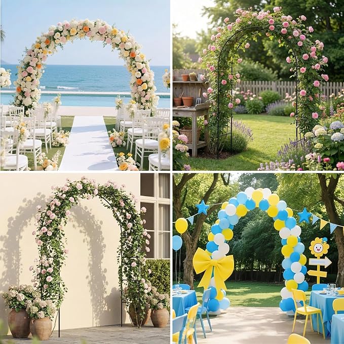 Thickened Metal Garden Arch,16mm Pipe Diameter 7.6ft Heavy Duty Garden Arch Trellis for Climbing Plants Outdoor,Garden Arbor for Climbing Plants,Roses,Garden Party,Ceremony & Decorations