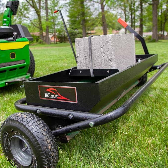 Brinly Tow Behind Combination Aerator Spreader with Weight Tray, 40-Inch, Flat Black